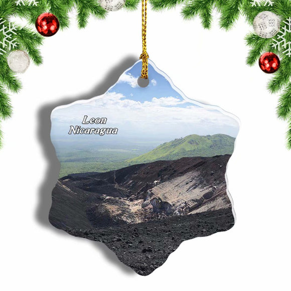 Nicaragua Cerro Negro Volcano Leon Christmas Ornament 3 Inches Snow