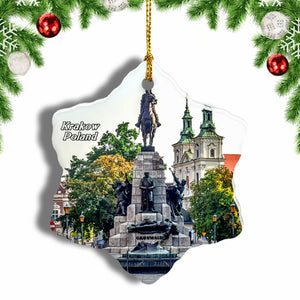 Poland Square Krakow Christmas Ornament 3 Inches Snow