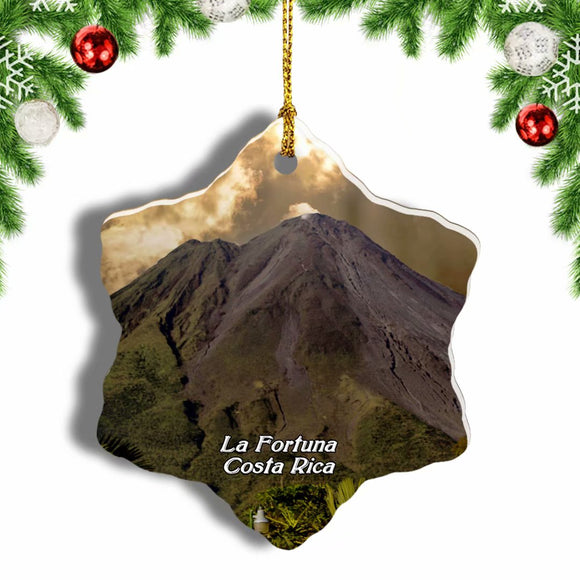 Costa Rica Arenal Volcano La Fortuna Christmas Ornament 3 Inches Snow