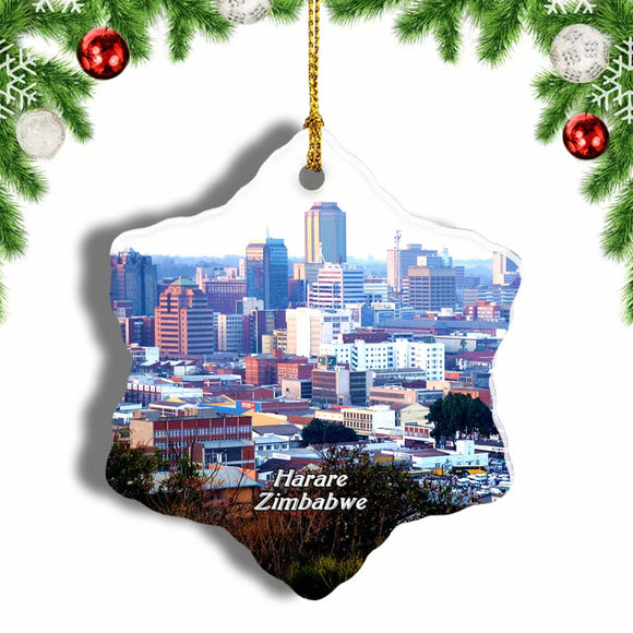 Harare Zimbabwe Christmas Ornament 3 Inches Snow