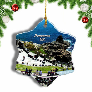 UK England Minack Theatre Penzance Christmas Ornament 3 Inches Snow