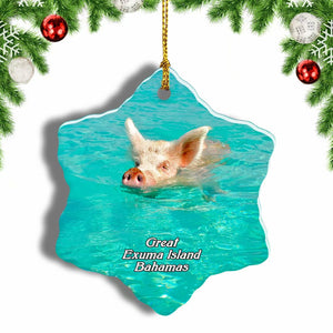 Great Exuma Island Bahamas Christmas Ornament 3 Inches Snow