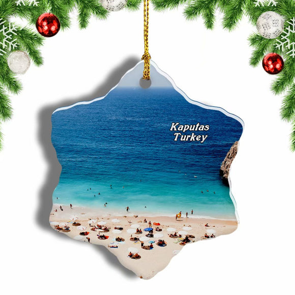 Turkey Kaputas Antalya Beach Christmas Ornament 3 Inches Snow