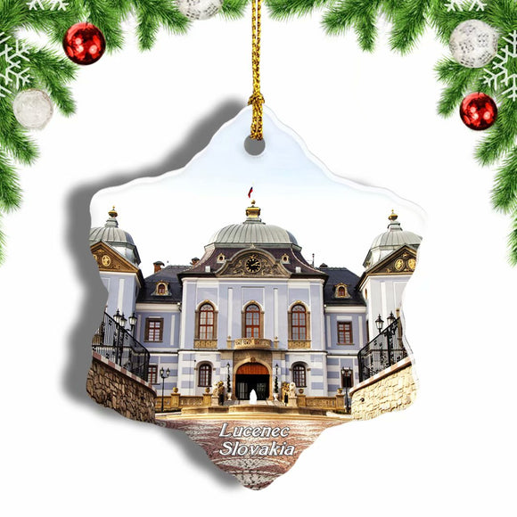 Slovakia Halic Castle Lucenec Christmas Ornament 3 Inches Snow