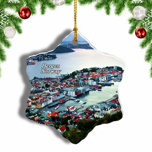 Norway Bergen Christmas Ornament 3 Inches Snow