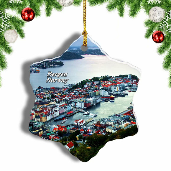 Norway Bergen Christmas Ornament 3 Inches Snow