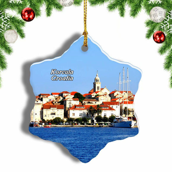 Croatia Korcula Christmas Ornament 3 Inches Snow