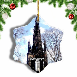 UK England Scott Monument Edinburgh Christmas Ornament 3 Inches Snow