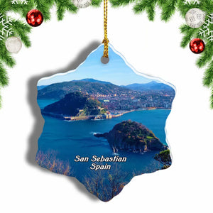 Spain Mount Urgull San Sebastian Christmas Ornament 3 Inches Snow