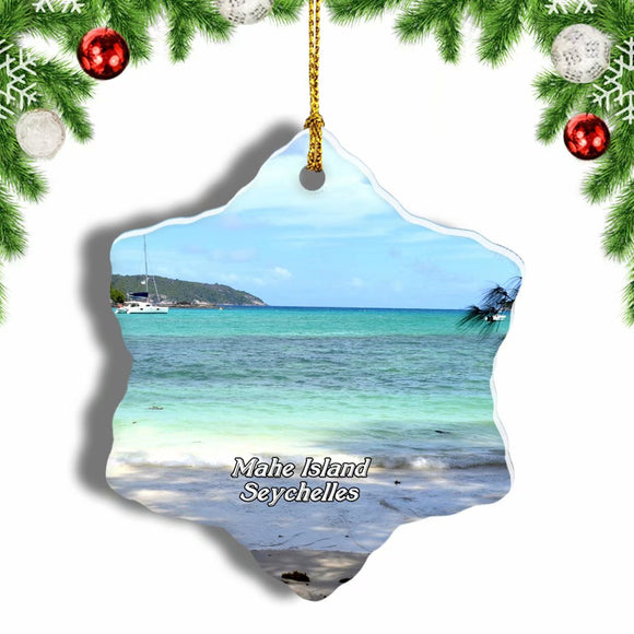 Mahe Island Seychelles Christmas Ornament 3 Inches Snow