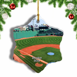 USA America Fenway Park Boston Christmas Ornament 3 Inches Snow