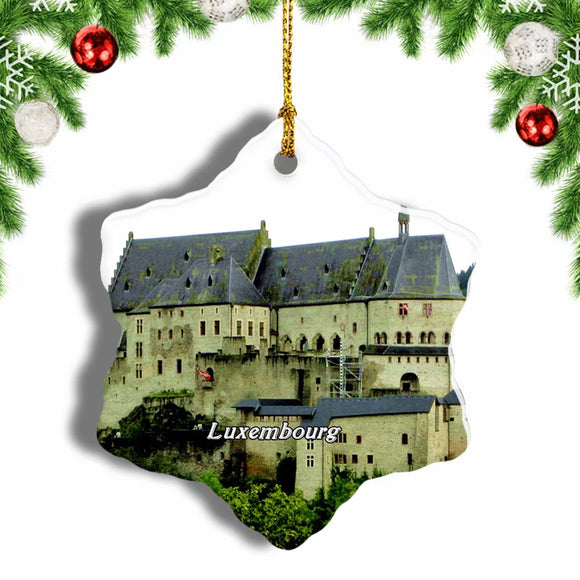 Vianden Castle Luxembourg Christmas Ornament 3 Inches Snow