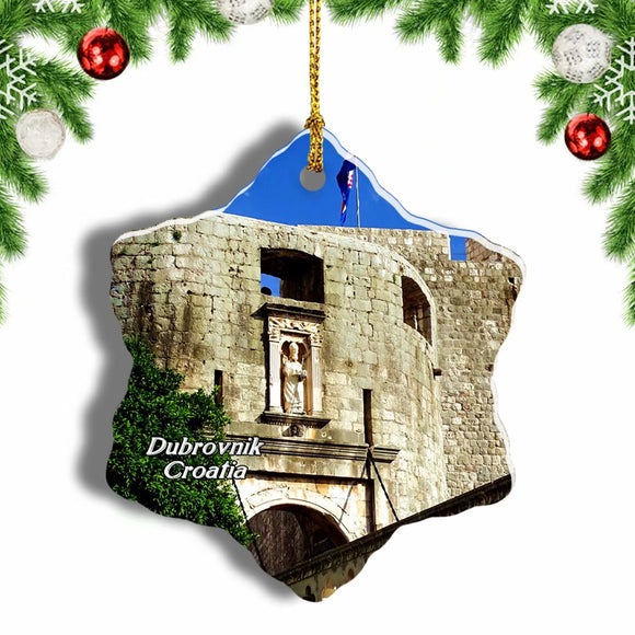 Croatia Pile Gate Dubrovnik Christmas Ornament 3 Inches Snow