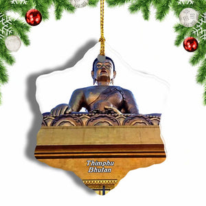 Buddha Dordenma Thimphu Bhutan Christmas Ornament 3 Inches Snow