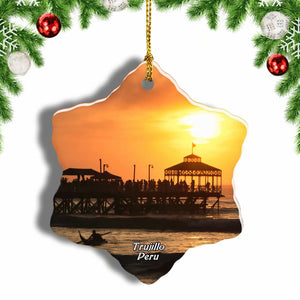 Trujillo Peru Christmas Ornament 3 Inches Snow