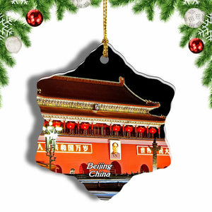 China Tiananmen Square Beijing Christmas Ornament 3 Inches Snow