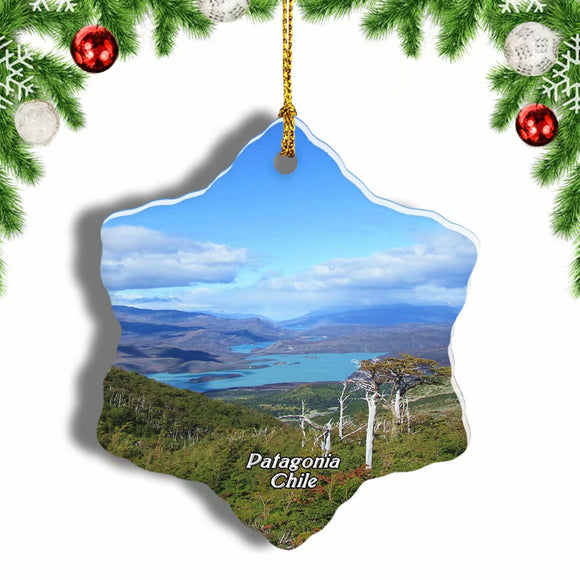 Torres Del Paine National Park Patagonia Chile Christmas Ornament 3 Inches Snow