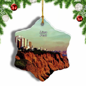 Peru Miraflores Lima Christmas Ornament 3 Inches Snow