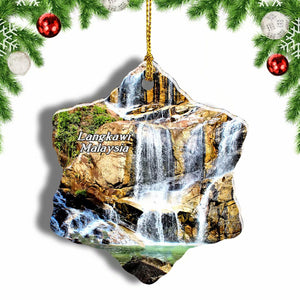 Malaysia Seven Wells Waterfall Langkawi Christmas Ornament 3 Inches Snow