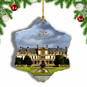 UK England Manor House Wales Christmas Ornament 3 Inches Snow