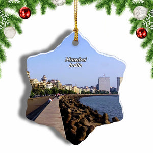 India Marine Drive Mumbai Christmas Ornament 3 Inches Snow