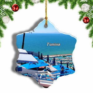 Sidi Bou Sai Tunisia Christmas Ornament 3 Inches Snow