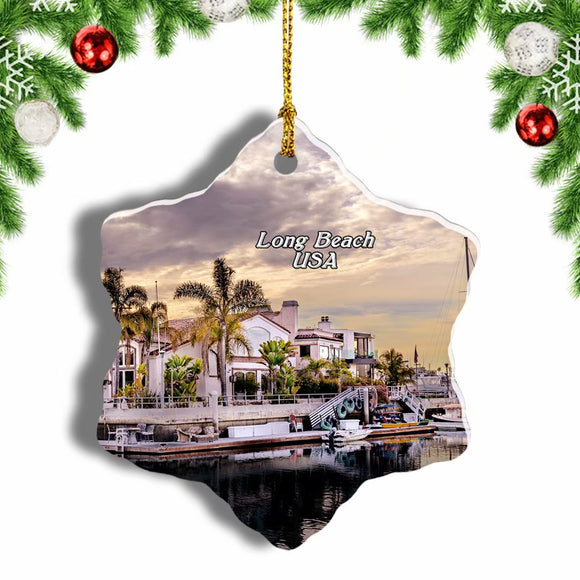 USA America Aquarium of the Pacific Long Beach Christmas Ornament 3 Inches Snow