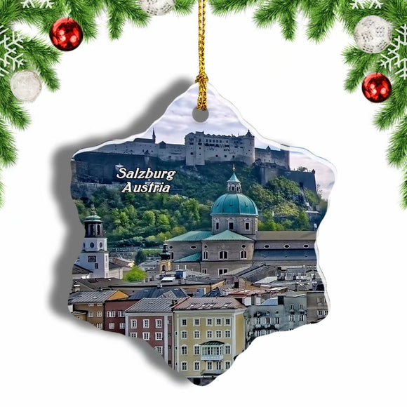 Austria Fortress Hohensalzburg Salzburg Christmas Ornament 3 Inches Snow