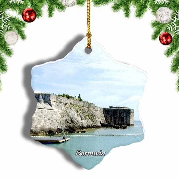 Bermuda Pier Christmas Ornament 3 Inches Snow