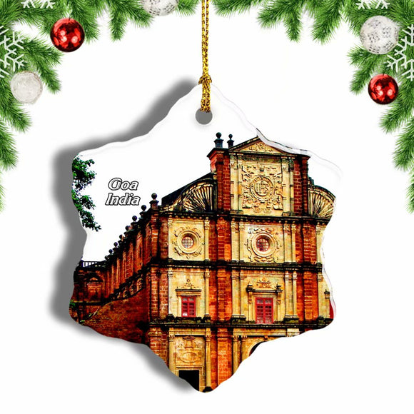 India Basilica of Bom Jesus Panaji Goa Christmas Ornament 3 Inches Snow