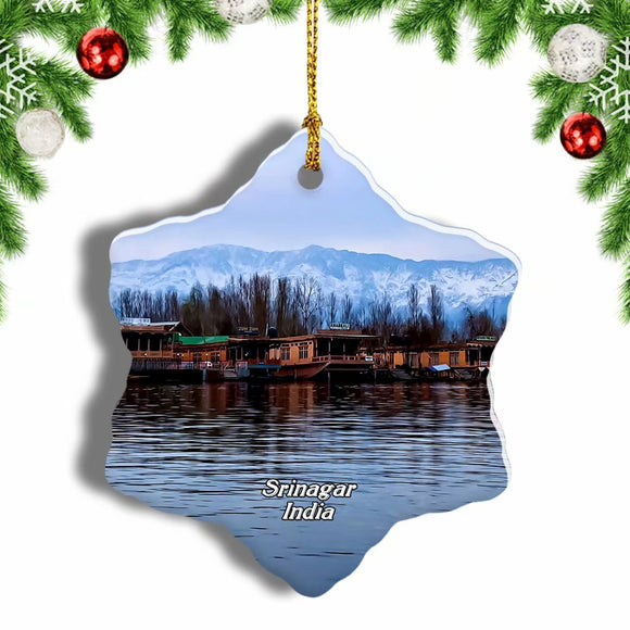 India Dal Lake Srinagar Christmas Ornament 3 Inches Snow