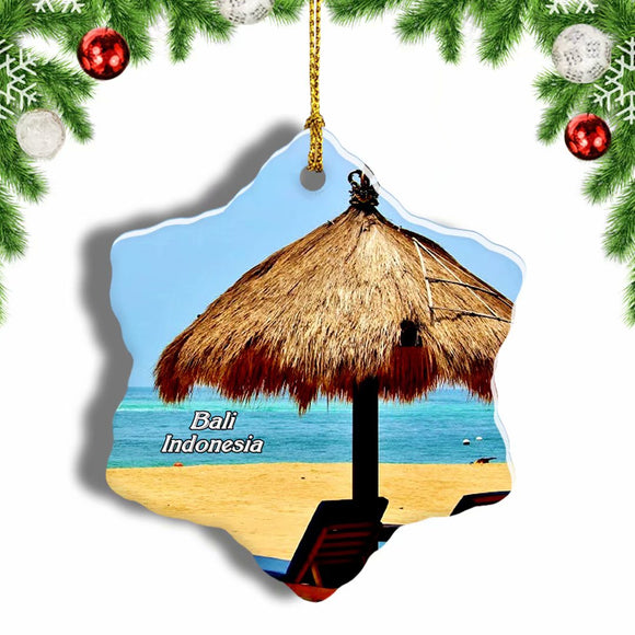 Indonesia Nusa Dua Beach Bali Christmas Ornament 3 Inches Snow