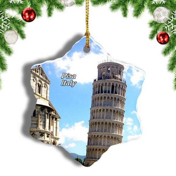 Italy Leaning Tower of Pisa Christmas Ornament 3 Inches Snow