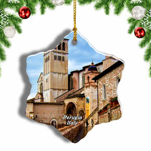 Assisi Basilica Of St Francis Perugia Italy Christmas Ornament 3 Inches Snow