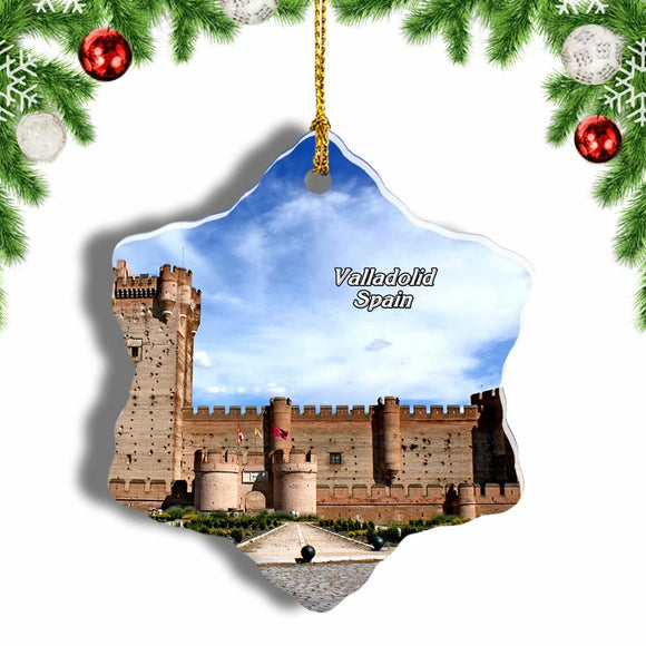 Spain Castle Valladolid Christmas Ornament 3 Inches Snow