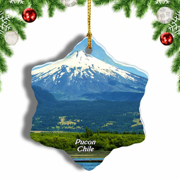 Chile Villarica Volcano Pucon Christmas Ornament 3 Inches Snow