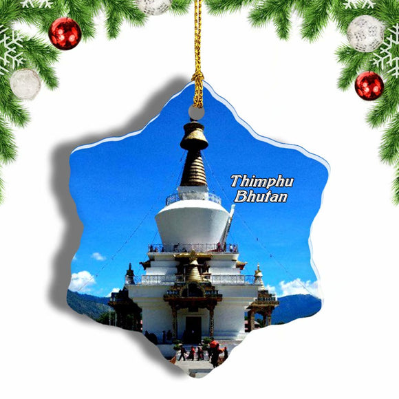 National Memorial Chorten Thimphu Bhutan Christmas Ornament 3 Inches Snow