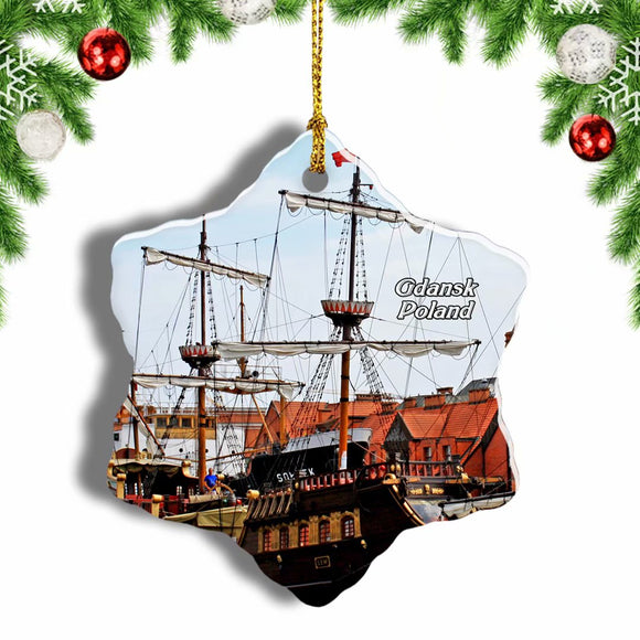 Poland Old Town Gdansk Christmas Ornament 3 Inches Snow