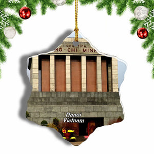 Vietnam Ho Chi Minh Mausoleum Hanoi Christmas Ornament 3 Inches Snow