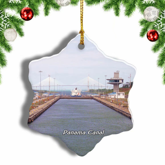 Panama Canal Christmas Ornament 3 Inches Snow