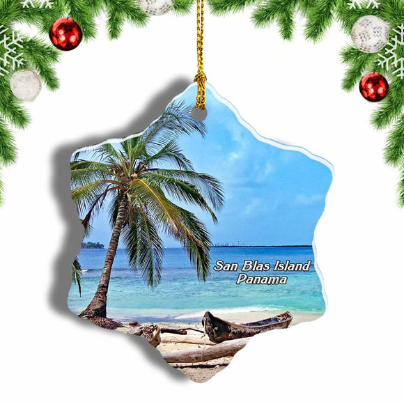 San Blas Island Caribbean Panama Christmas Ornament 3 Inches Snow