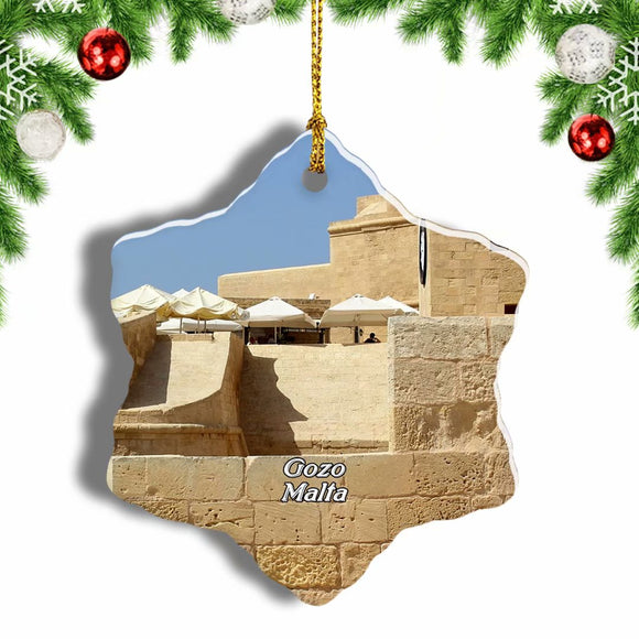 Malta The Citadel Gozo Christmas Ornament 3 Inches Snow