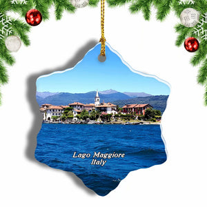 Lago Maggiore Stresa Italy Christmas Ornament 3 Inches Snow