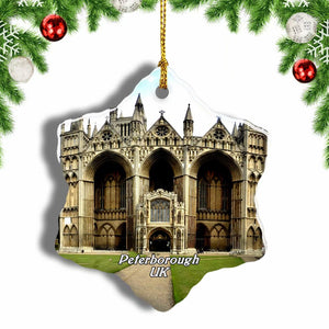 UK England Peterborough Cathedral Christmas Ornament 3 Inches Snow