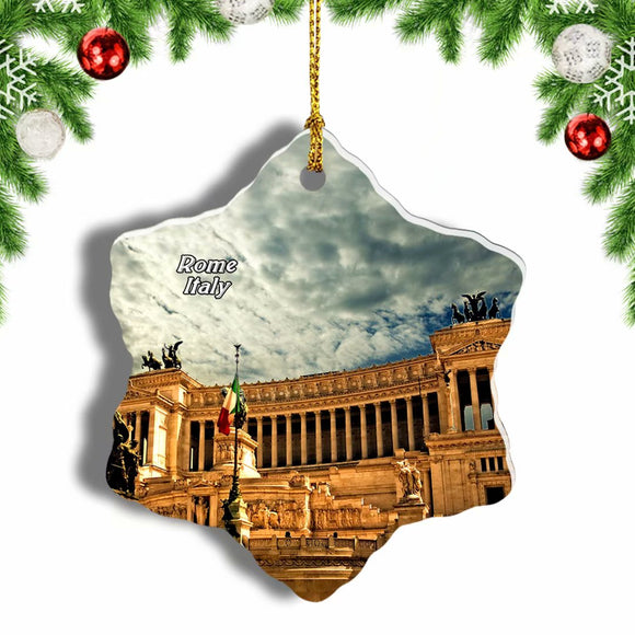 Vittorio Emanuele Monument Rome Italy Christmas Ornament 3 Inches Snow