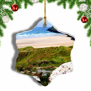 UK England Fistral Beach Newquay Christmas Ornament 3 Inches Snow