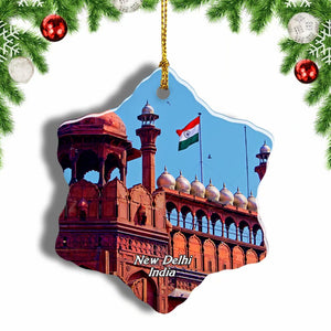 India Red Fort New Delhi Christmas Ornament 3 Inches Snow