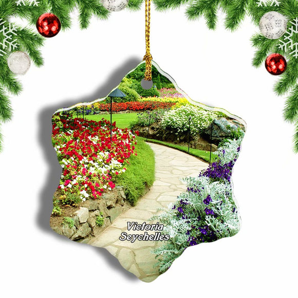 Botanical Garden Victoria Seychelles Christmas Ornament 3 Inches Snow