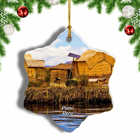 Peru Lake Titicaca Puno Christmas Ornament 3 Inches Snow