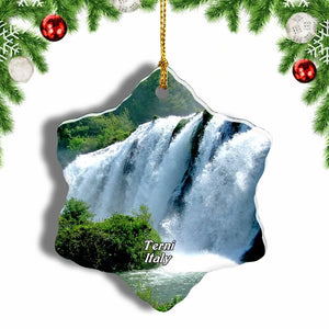 Italy Waterfall Marmore Terni Christmas Ornament 3 Inches Snow